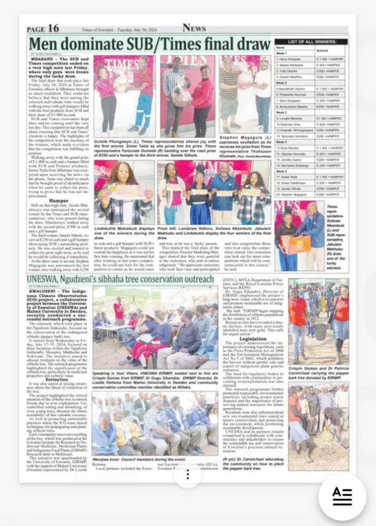 An image of the Project in National Newspaper